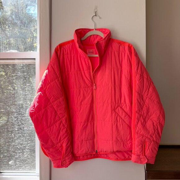 NWT Free People Pippa Packable Puffer Jacket Neon Coral FP Movement Medium - Picture 10 of 12
